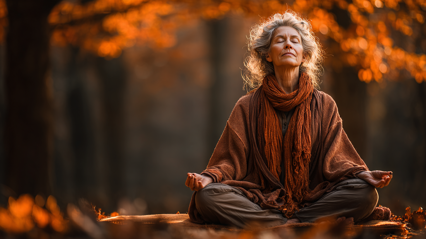 Чоловік та жінка середнього віку медитують у спокійній обстановці